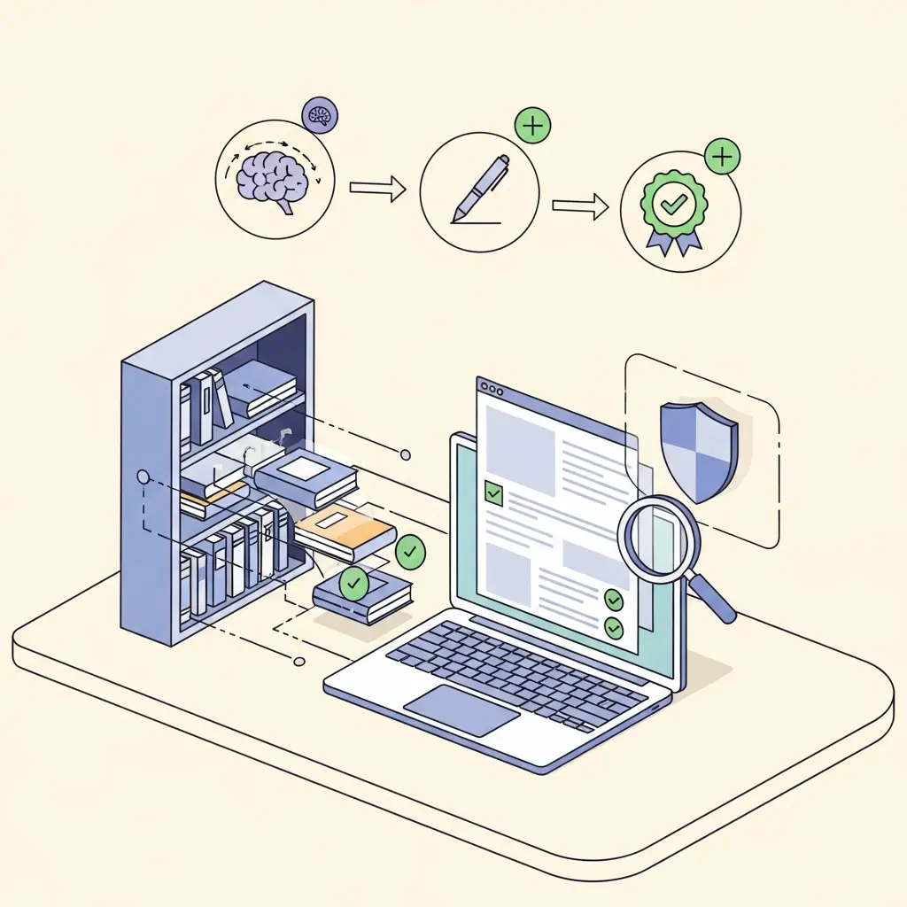 Espacio de trabajo profesional para escritura de tesis mostrando herramientas antiplagio integradas incluyendo gestor de referencias y verificador de originalidad