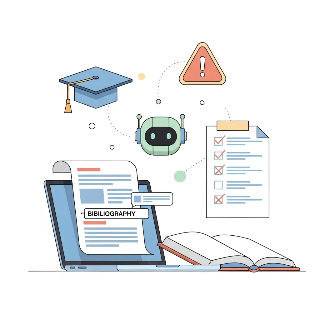 Estudiante universitario revisando cómo citar correctamente IA generativa en su TFG para evitar suspenso en España 2026