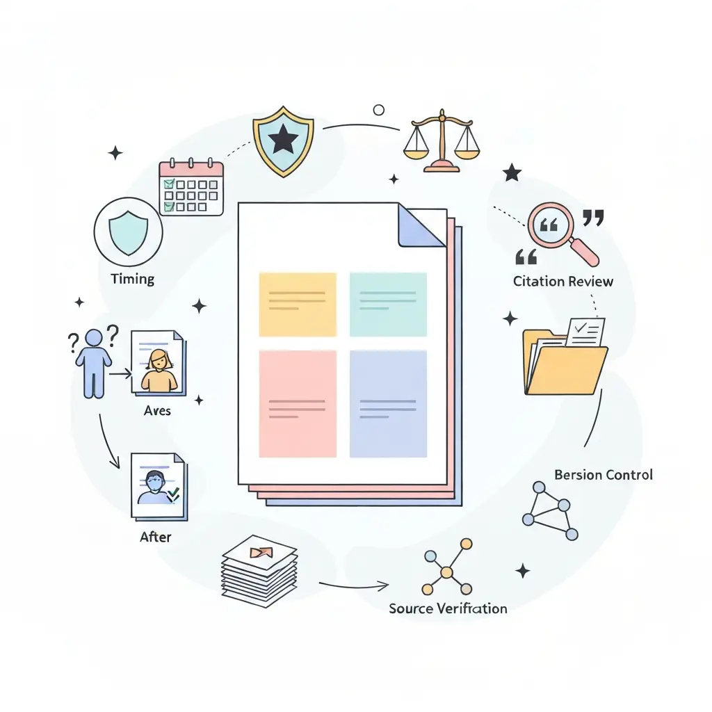 Ilustración comparativa mostrando cómo interpretar porcentajes de similitud: múltiples coincidencias pequeñas de diversas fuentes versus una coincidencia grande de una sola fuente sin citar