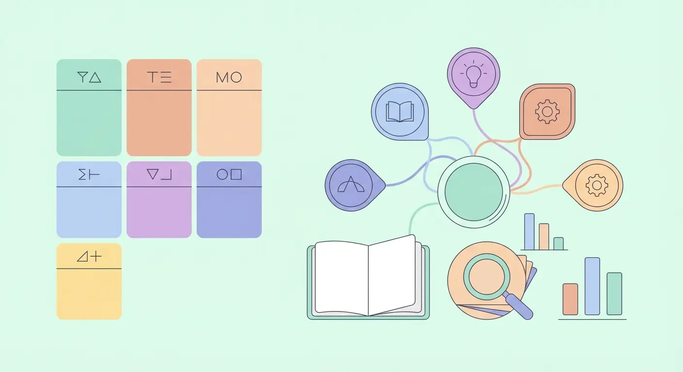 Calendario semanal para la revisión bibliográfica con mapa temático de categorías y herramientas de síntesis