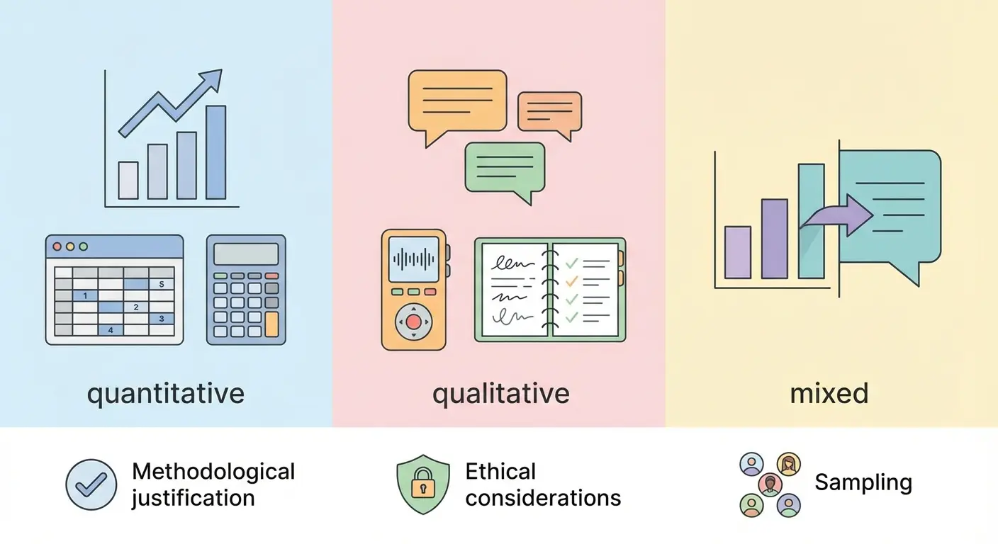 Comparativa visual de metodología cuantitativa, cualitativa y mixta para un TFG: herramientas, enfoques y cuándo usar cada una