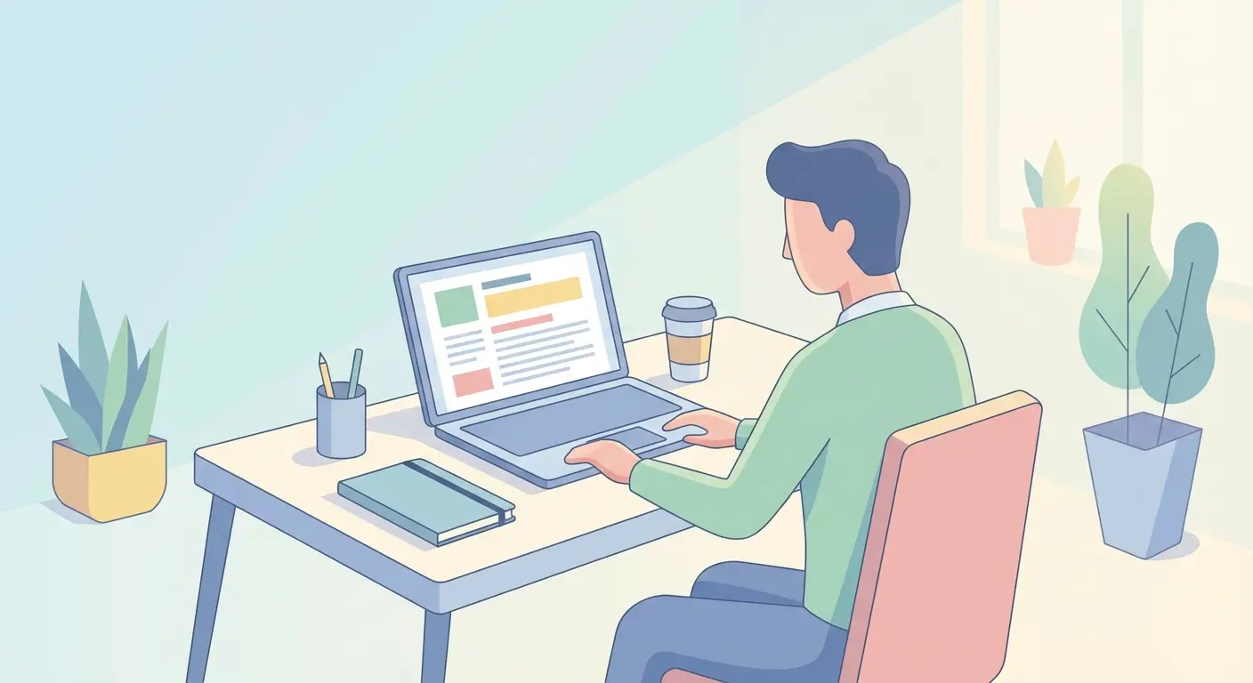 Estudiante trabajando con plantilla TFG en Word en ordenador portátil con documento estructurado en pantalla