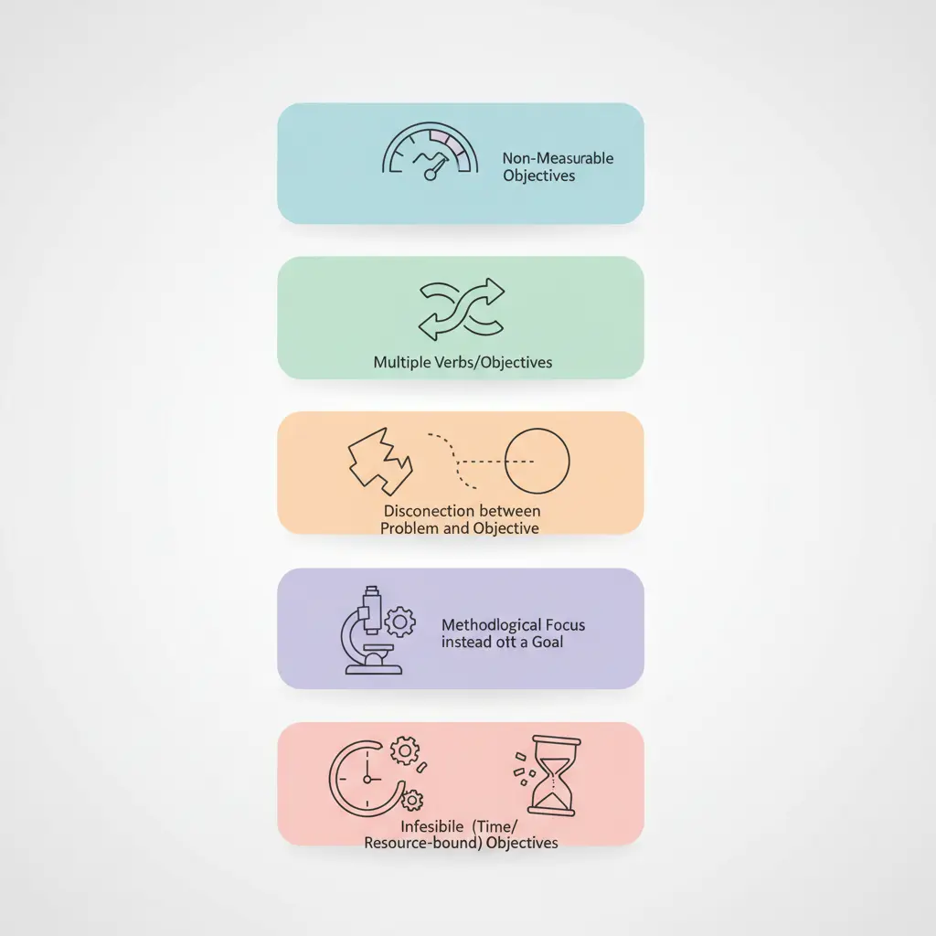Diagrama que ilustra la diferencia entre tema de investigación y objetivo de investigación en una tesis de grado