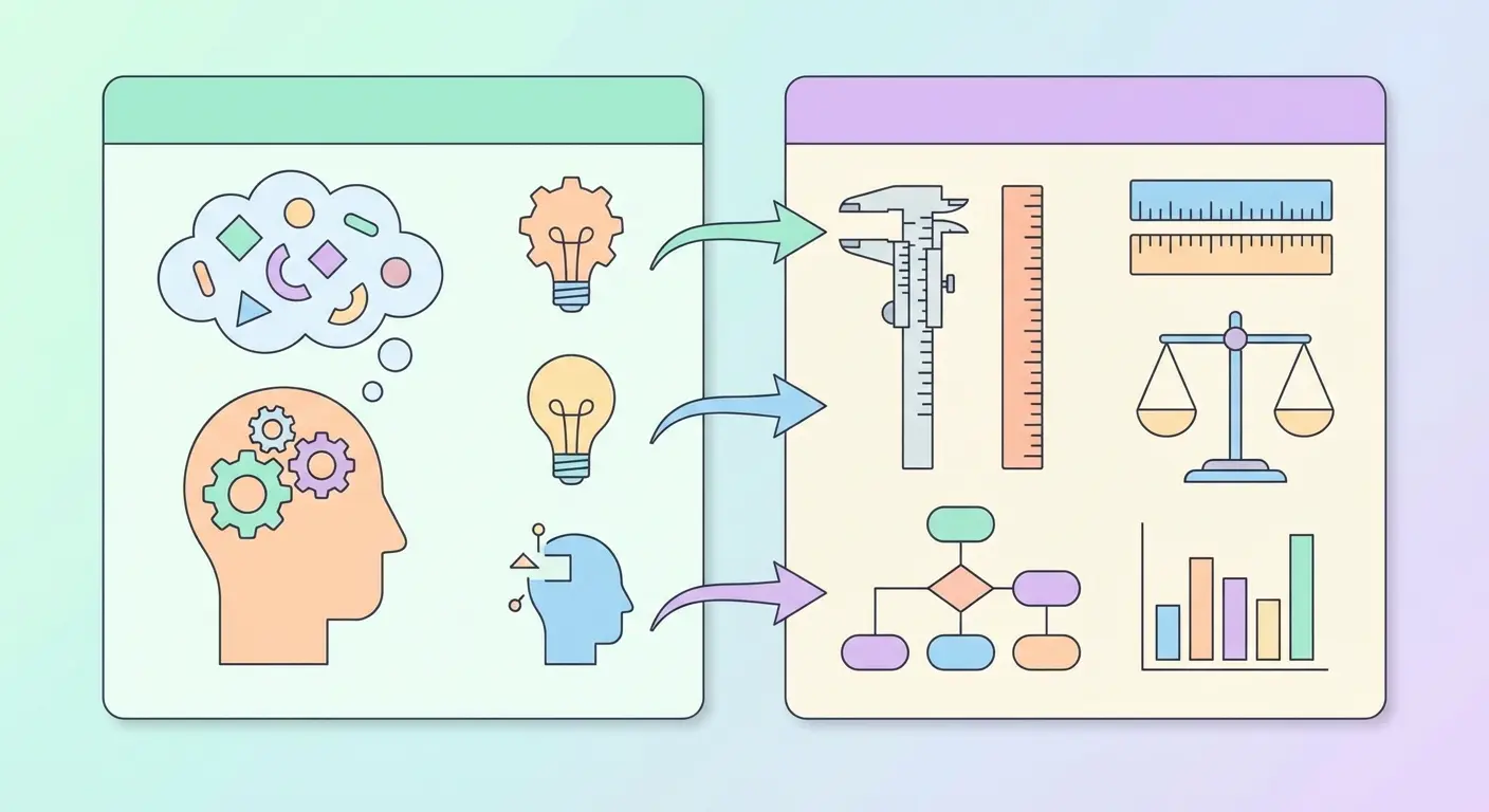 Diagrama que ilustra la diferencia entre definición conceptual y definición operacional en la operacionalización de variables para tesis de grado