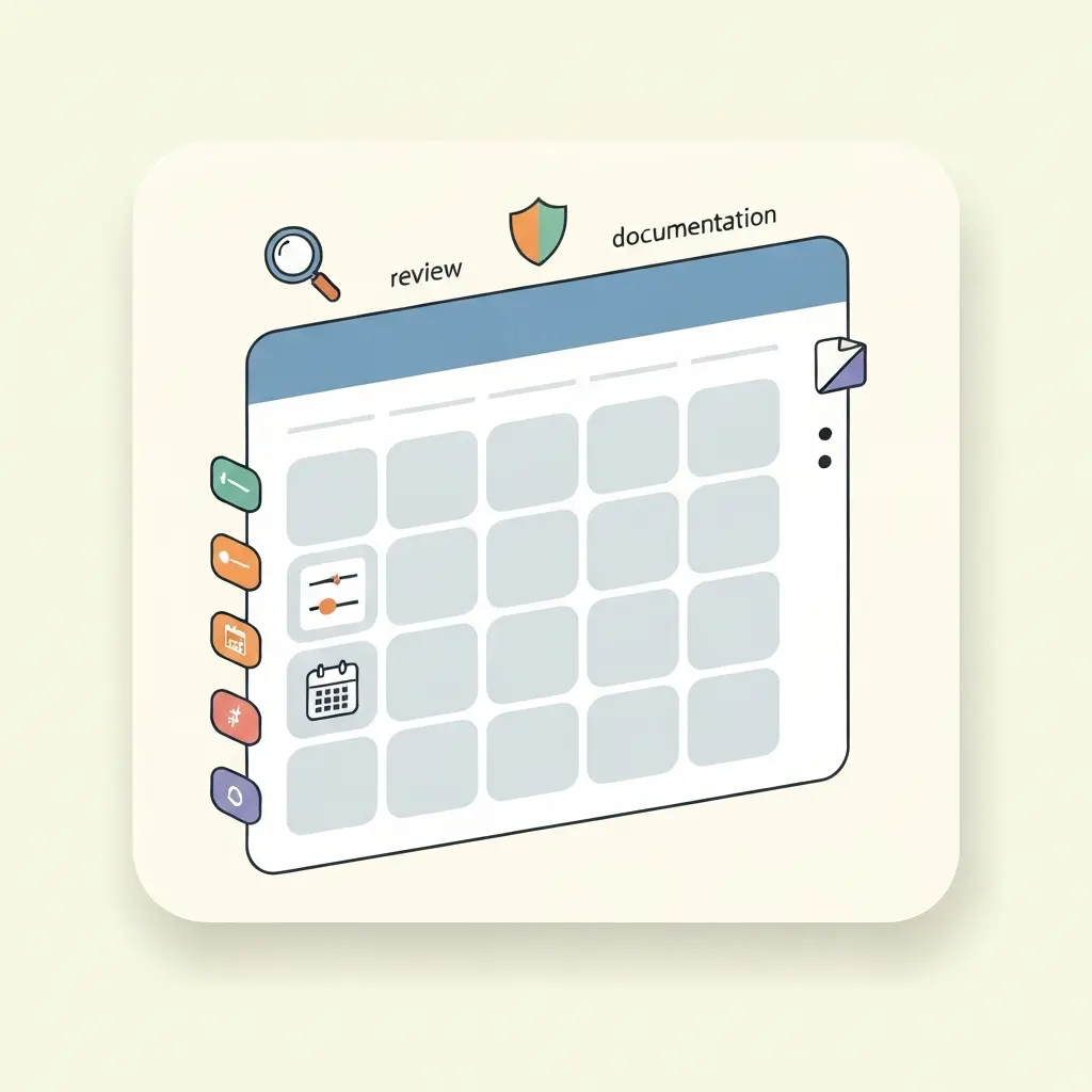 Ilustración de un libro de códigos (codebook) para tesis doctoral con columnas de variables, tipos de dato y notas de documentación
