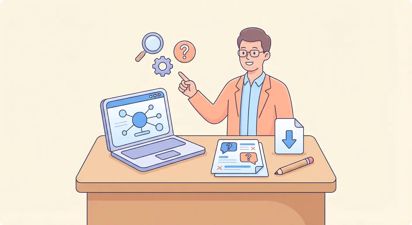 FAQ plagio TFG — ilustración de tutor explicando cómo interpretar informes y usar checklist antiplagio