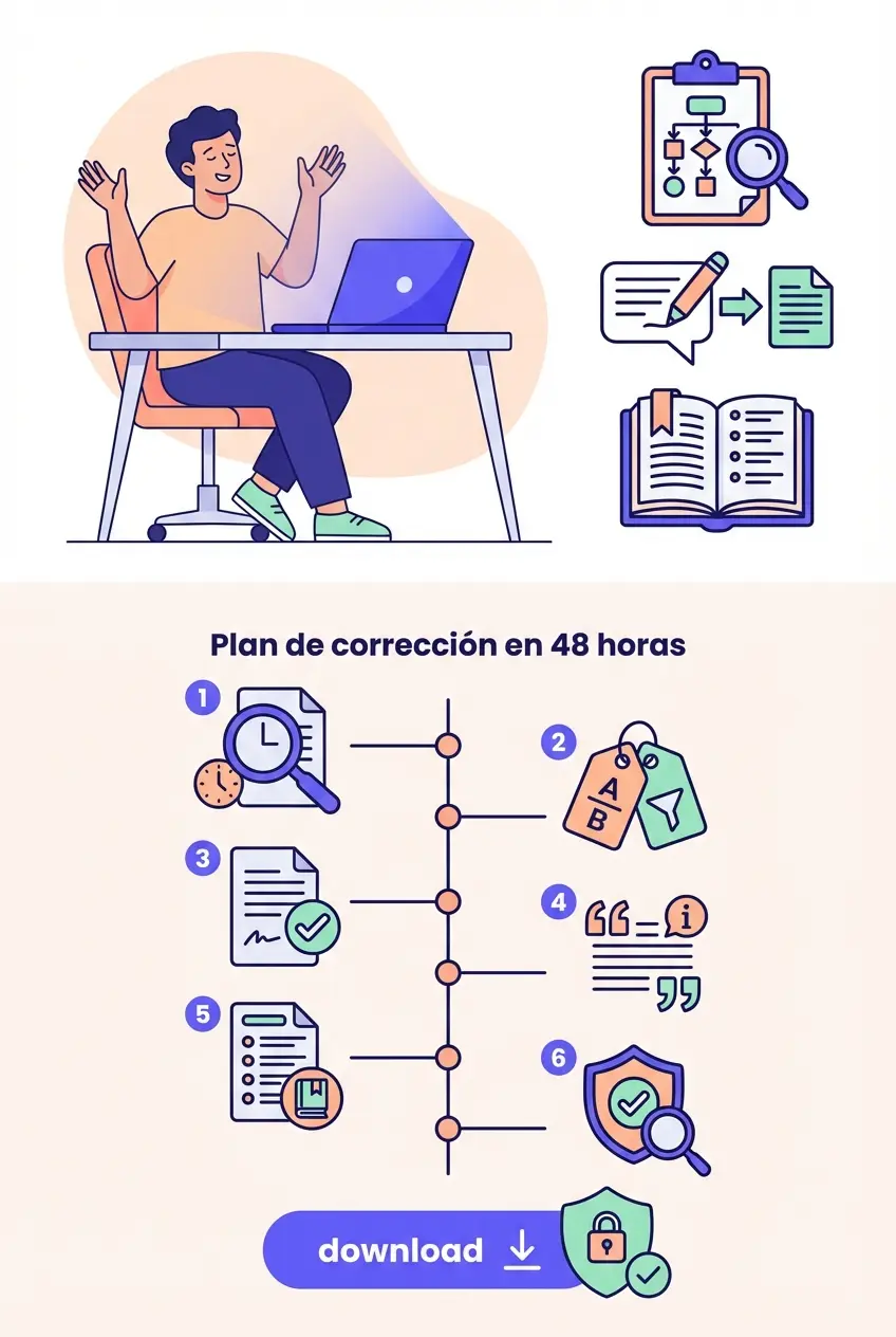 Infografía: cómo citar IA en tesis y plan de corrección en 48 horas (2025)
