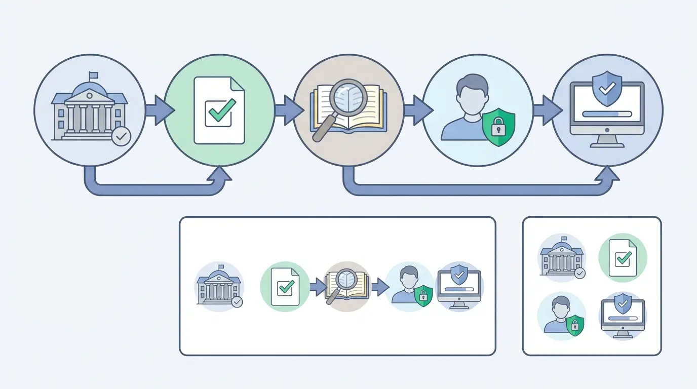 Checklist visual para usar IA de forma responsable en el TFG: consultar normativa, declarar, verificar y anonimizar