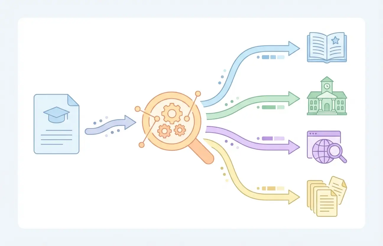 diagrama cómo funciona Turnitin comparando tesis con revistas repositorios web y trabajos