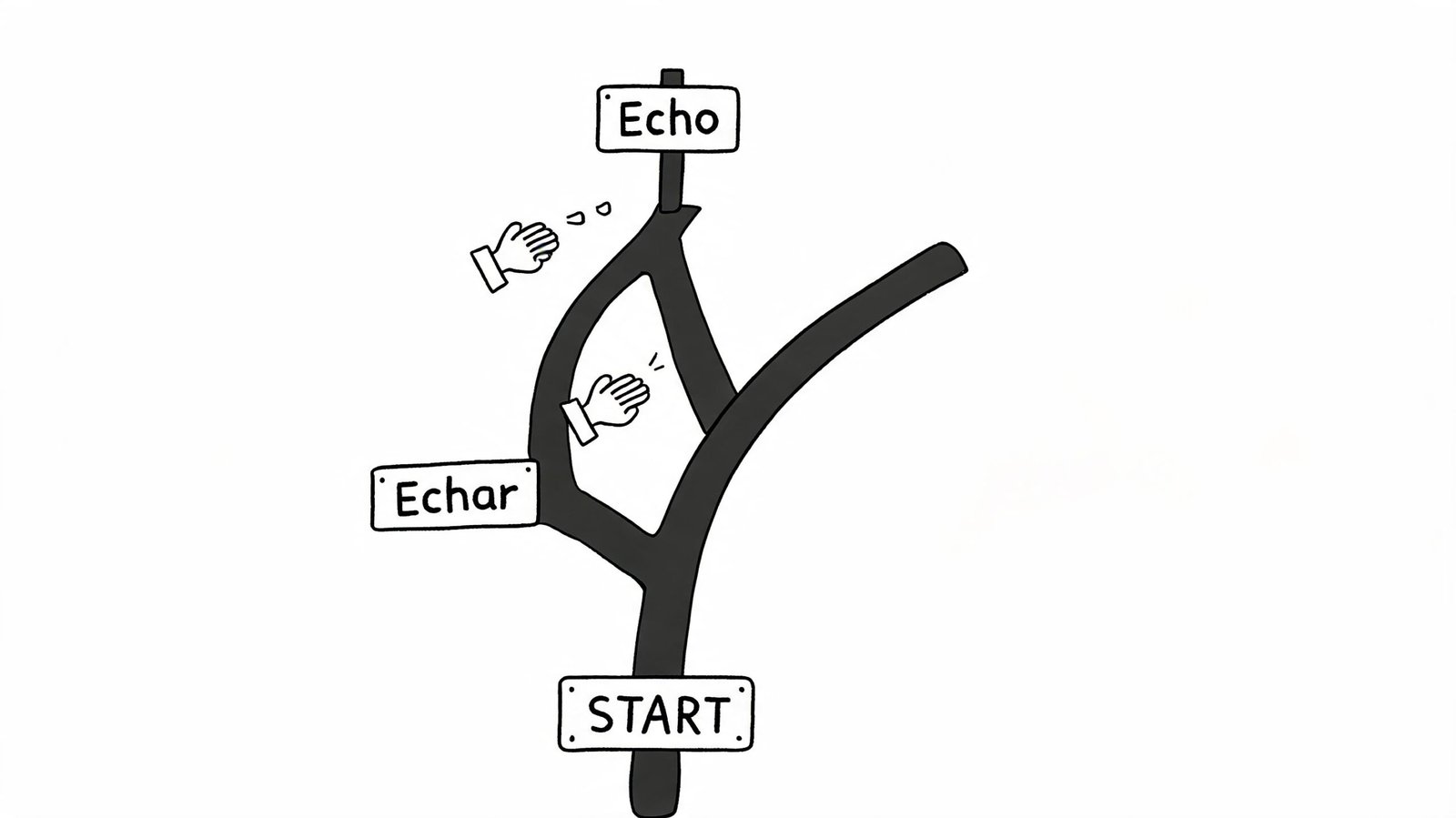 Un diagrama que ilustra la elección correcta entre las palabras Echar y Echo en español.