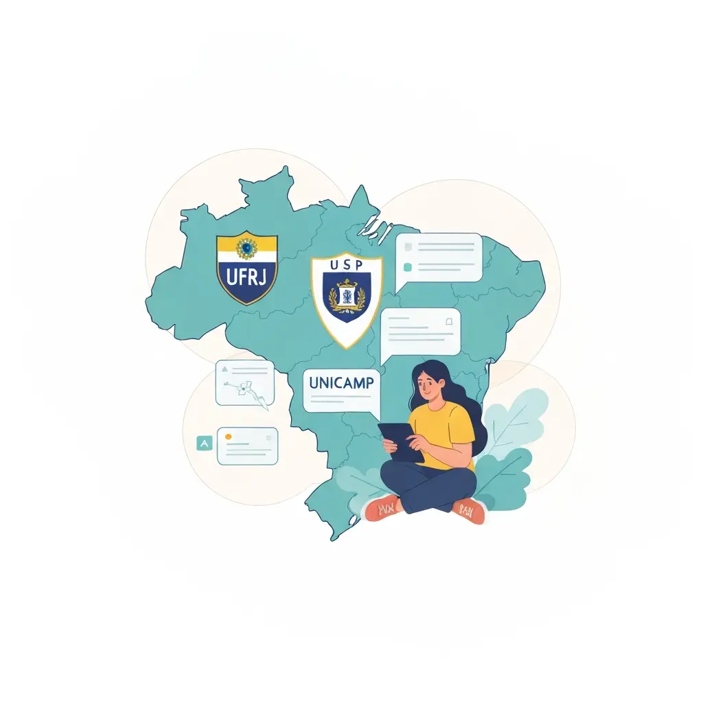 Ilustración sobre investigación y universidades brasileñas