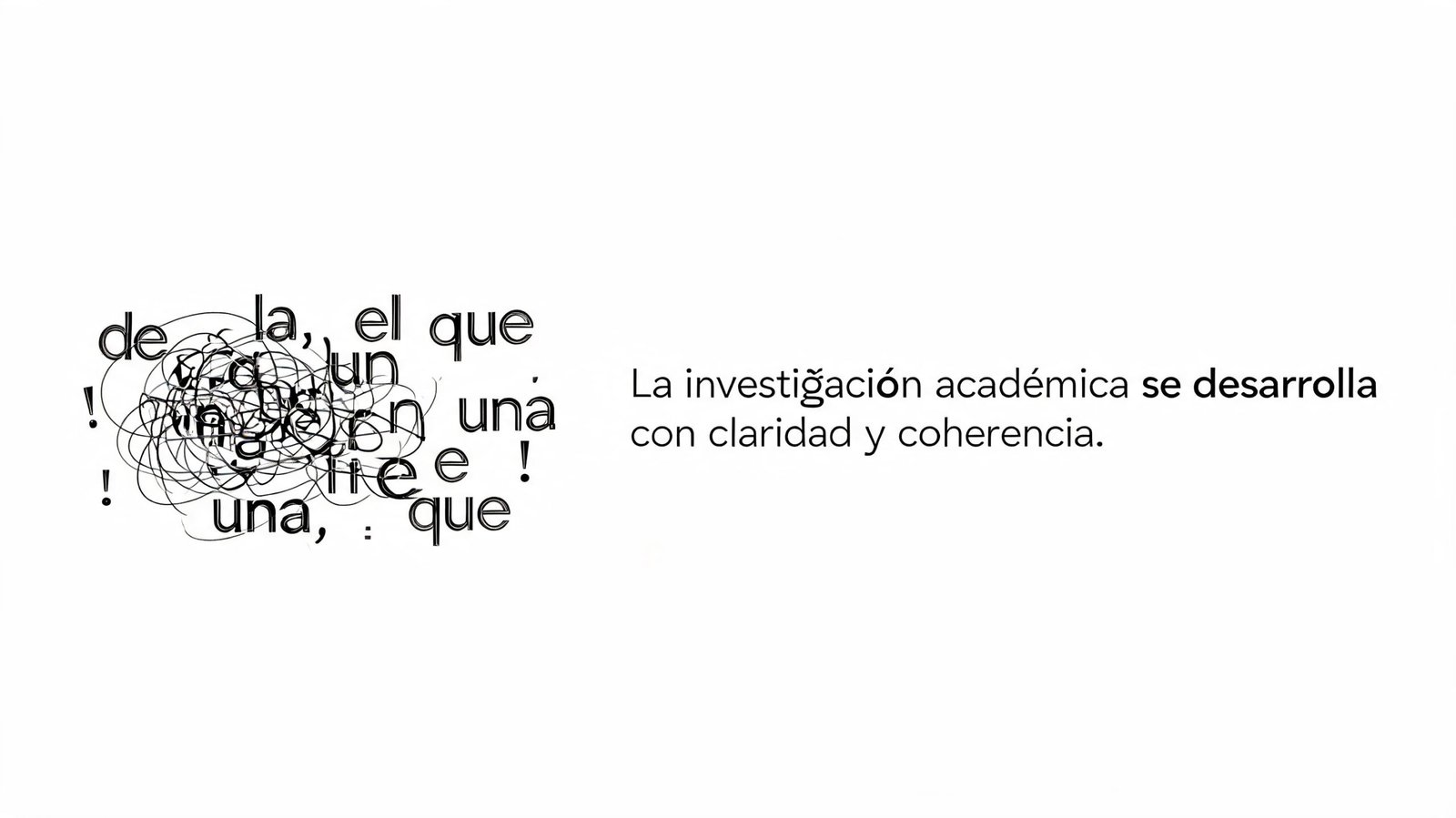 Representación visual de la confusión sintáctica frente a la claridad necesaria en la investigación académica.