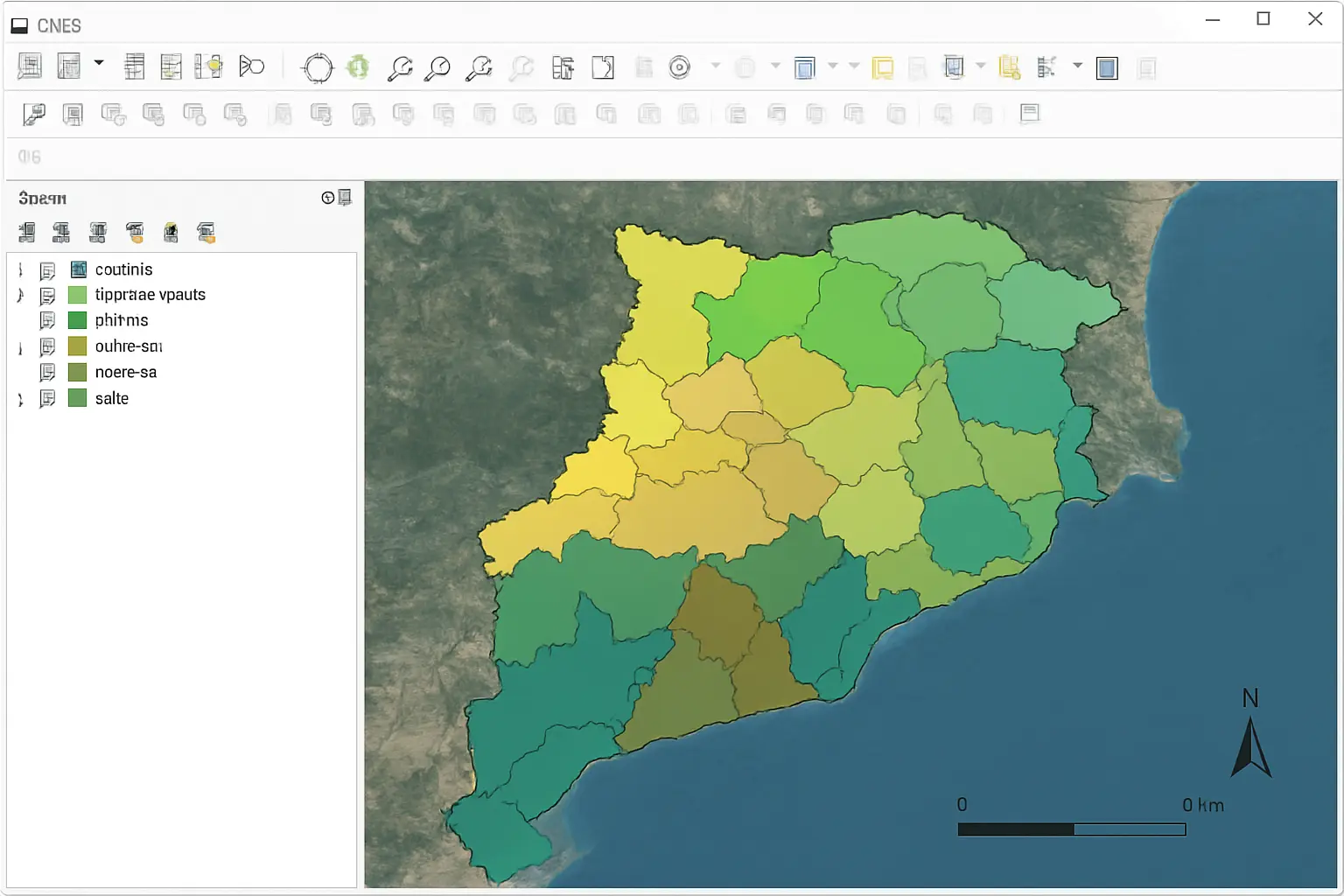Ejemplo de cartografía de hábitats en QGIS con datos Copernicus para el TFG de Ciencias Ambientales: capas de uso del suelo y espacios protegidos en entorno SIG
