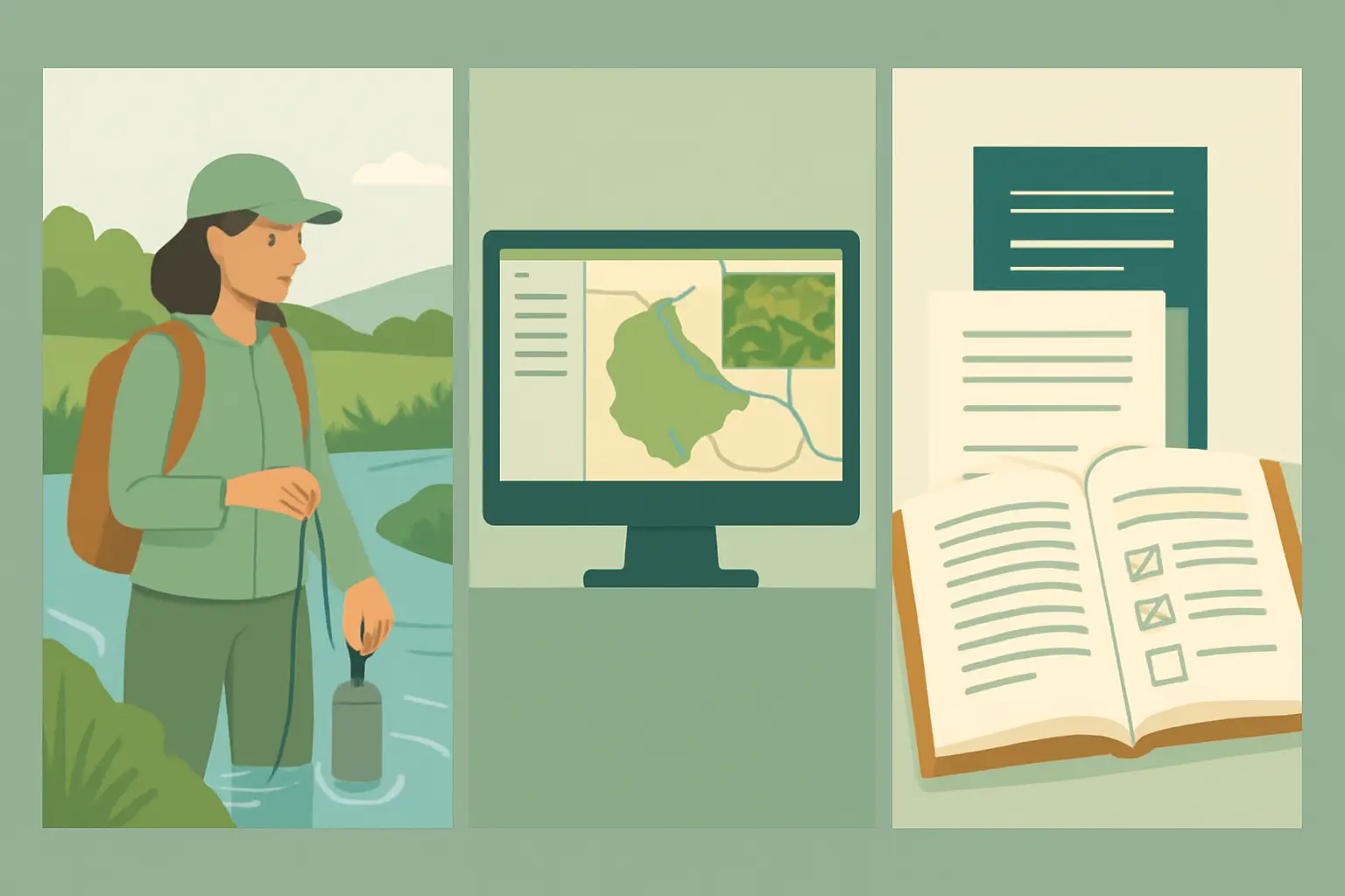 Comparativa de los tres tipos de TFG de Ciencias Ambientales: trabajo de campo experimental, análisis aplicado con SIG y teledetección, y revisión bibliográfica sistemática