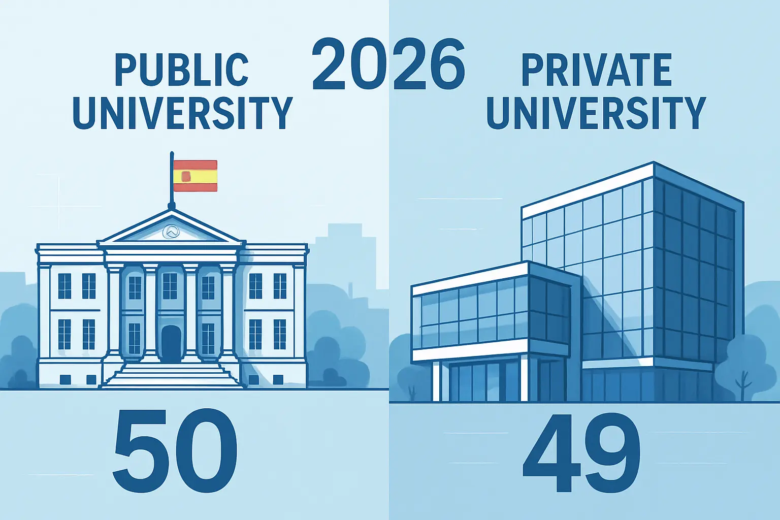Universidades privadas vs públicas en España 2026: el año en que las privadas superan en número (datos SIIU)