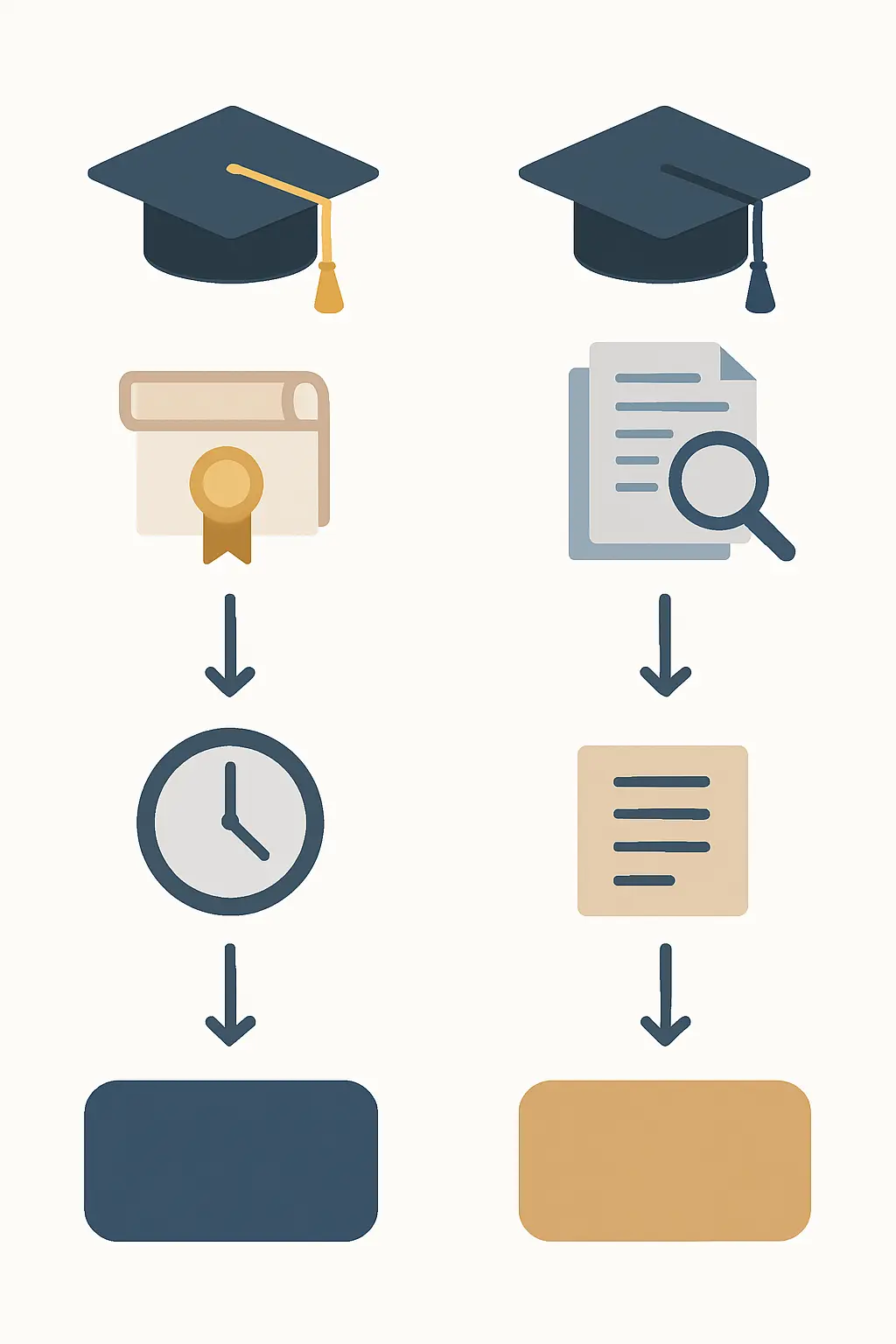 Comparativa visual entre el examen complexivo y la tesis de grado como modalidades de titulación universitaria en Ecuador