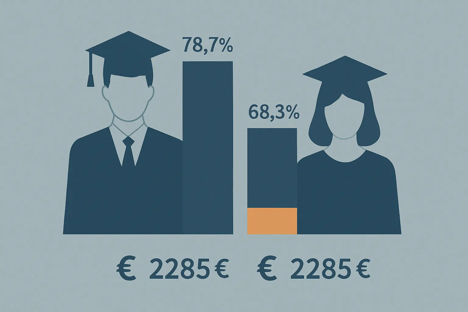 Ilustración comparativa de la brecha de género en contratos indefinidos y salario base de cotización entre egresados universitarios españoles, Fundación CYD 2025