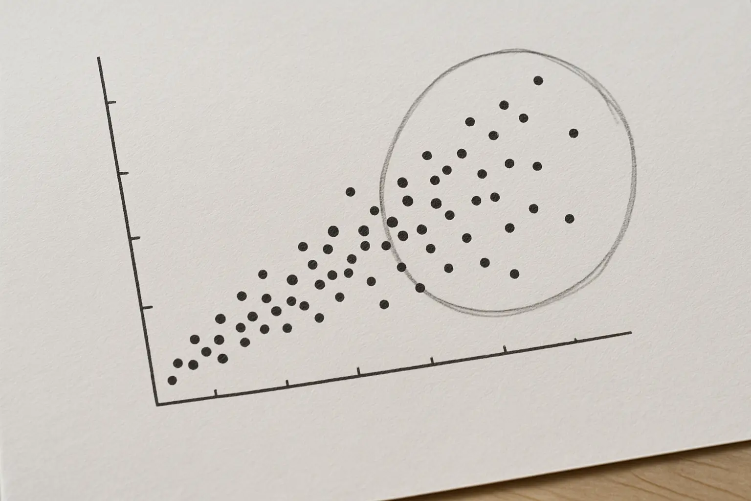 Gráfico de residuos con patrón en forma de embudo