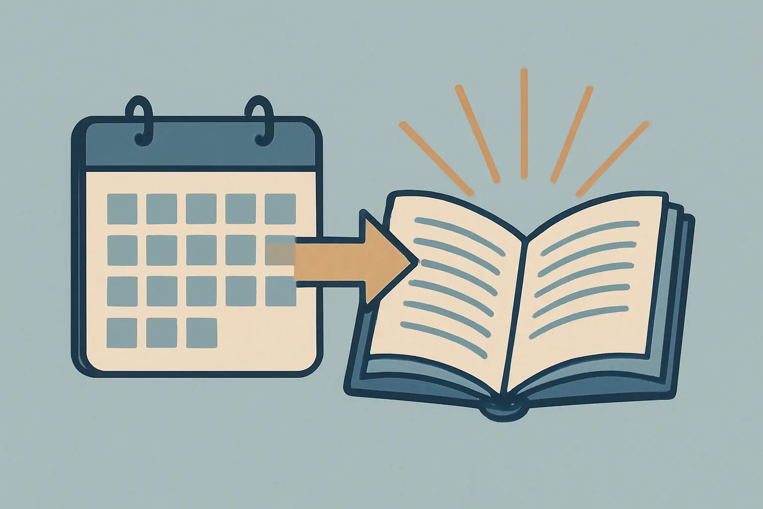 Ilustración editorial de un calendario transformándose en un libro abierto, representando el final del embargo