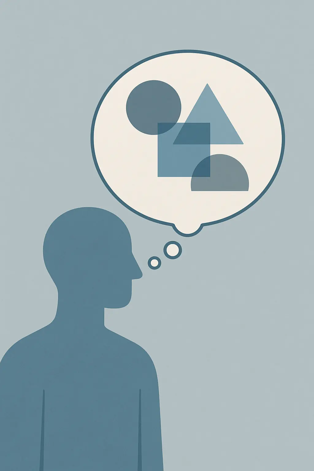 Ilustración editorial de una figura humana abstracta con símbolos de percepción, representando la medición de actitudes en investigación académica