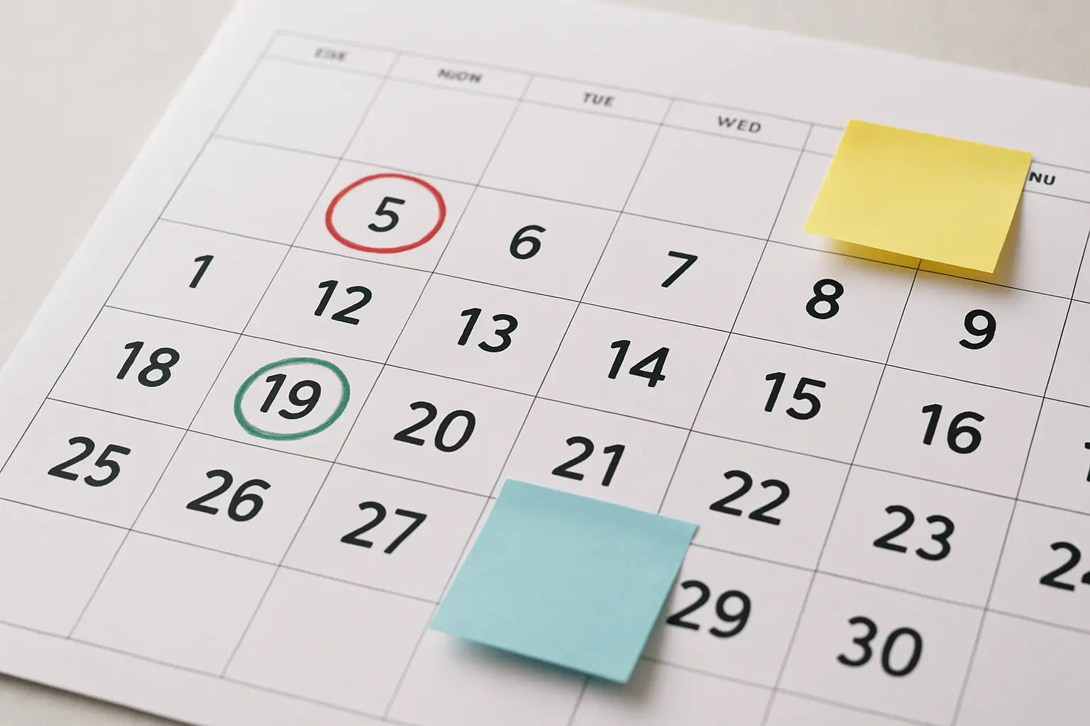 Calendario con las fechas de los recordatorios de la encuesta marcadas