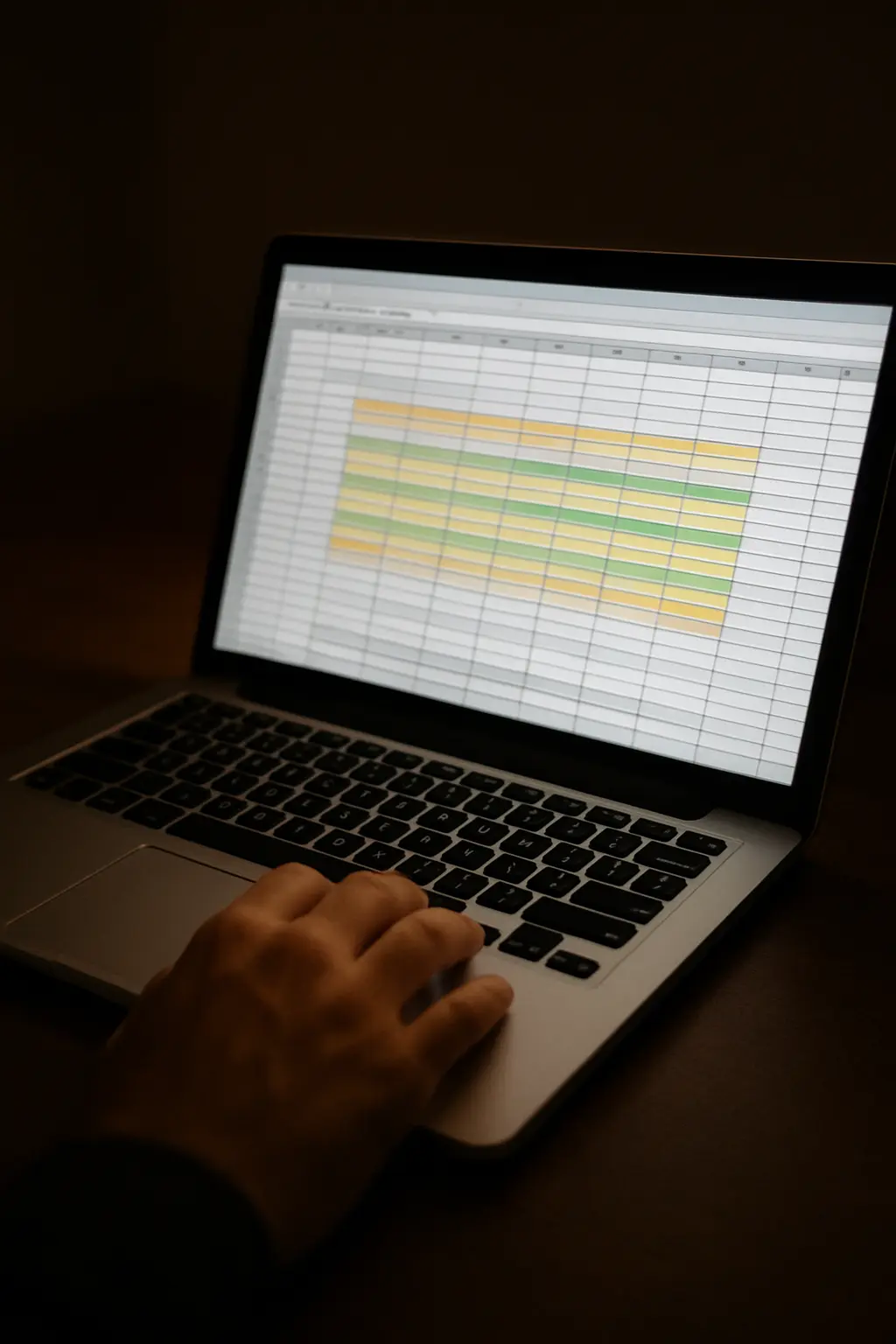 Hoja de cálculo con datos de encuesta en revisión en una pantalla de portátil
