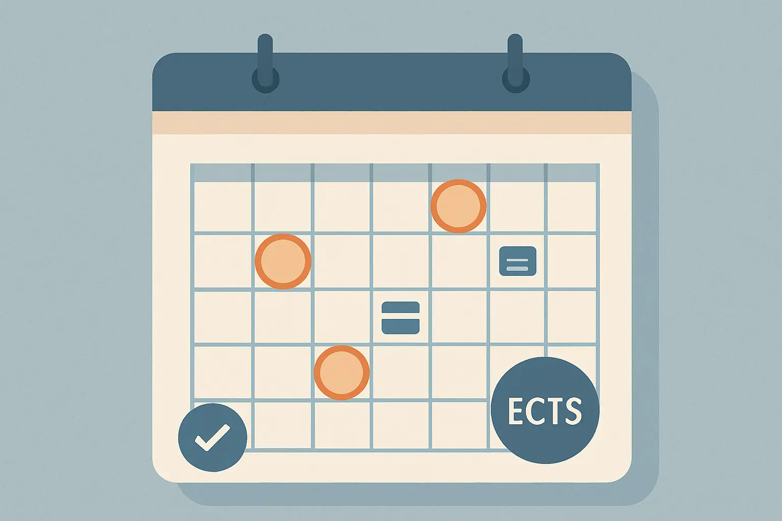 Ilustración de créditos ECTS y calendario de convocatorias académicas