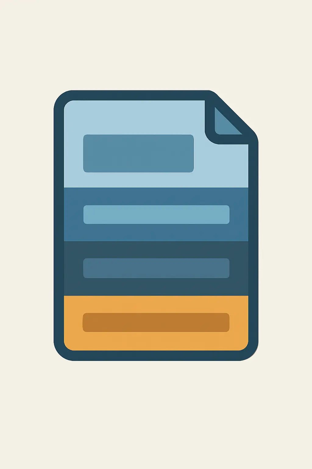 Documento con bandas apiladas que representa la estructura por capas de una referencia legal completa