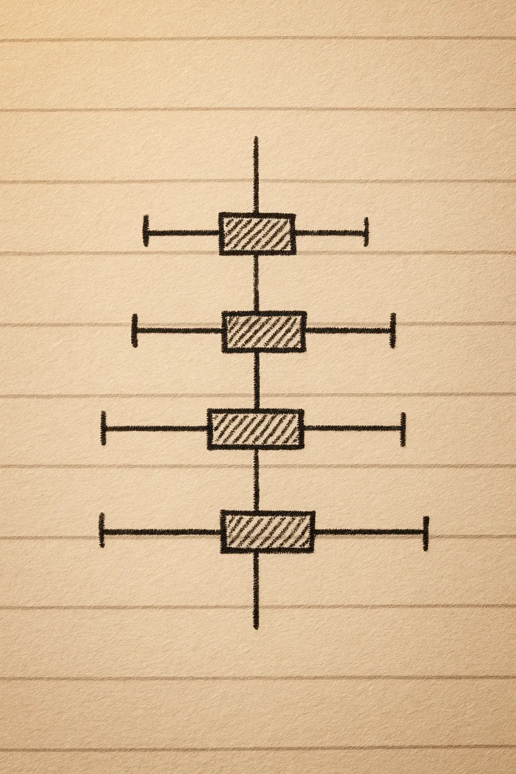 Diagrama de intervalos de confianza dibujado en un cuaderno