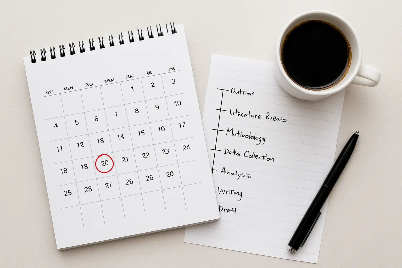 Calendario con hitos de entrega para evitar no presentarse a la convocatoria del TFG
