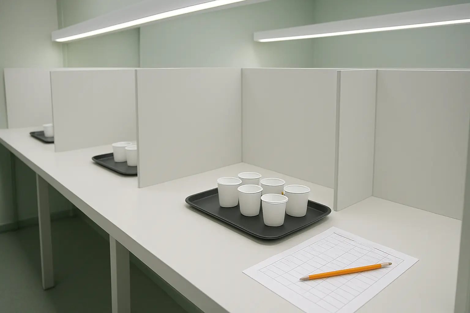 CDATA[
El TFG de Ciencia y Tecnología de los Alimentos tiene un riesgo propio: el trabajo se parece demasiado a lo que se hace en una cocina o en una planta piloto, y es muy fácil entregar un documento que describe un desarrollo de producto sin ninguna pregunta de investigación detrás. Reformular un producto, hacerlo probar a veinte compañeros y concluir que «gustó más» no es un TFG.
Lo que convierte ese mismo trabajo en investigación son tres decisiones de diseño: qué mides a lo largo del tiempo, con qué panel lo evalúas y con qué criterio decides que el producto sigue siendo aceptable. Esta guía las ordena.
Las cuatro modalidades reales
| Modalidad | Qué haces | Lo que la valida |
|---|---|---|
| Desarrollo y caracterización de producto | Formulas y caracterizas fisicoquímica y sensorialmente | Comparación con un control y réplicas suficientes |
| Estudio de vida útil | Sigues el deterioro a lo largo del tiempo | Criterio de fin de vida definido antes de empezar |
| Evaluación sensorial | Comparas muestras con un panel | Tipo de panel y prueba coherentes con la pregunta |
| Seguridad alimentaria y procesos | Analizas peligros y controles de un proceso | Trazabilidad del análisis, no una plantilla rellenada |
La mayoría de los trabajos combinan dos: se desarrolla un producto y se estudia su vida útil, o se reformula y se evalúa sensorialmente frente al original. Esa combinación es buena, siempre que cada parte tenga su propio diseño y no una sola tanda de muestras haciendo de todo.
El estudio de vida útil: define el final antes que el principio
El error que más trabajos arruina es empezar a medir sin haber decidido qué significa «caducado». Sin criterio de fin de vida, al terminar tendrás una tabla de valores que cambian y ninguna conclusión.
El criterio se fija antes y puede ser de tres tipos, y conviene declararlo explícitamente:
- Microbiológico: el producto deja de ser aceptable cuando un recuento supera un límite establecido.
- Fisicoquímico: un indicador de deterioro —oxidación, pardeamiento, pérdida de textura, cambio de pH o de actividad de agua— cruza un umbral.
- Sensorial: el panel detecta la diferencia frente al producto fresco, o la puntuación de aceptación cae por debajo de un valor fijado.
Y tres decisiones acompañan al criterio: cuántos puntos de muestreo tomas en el tiempo, con cuántas réplicas por punto, y en qué condiciones de conservación. Un estudio con tres puntos y una réplica no permite ajustar ninguna tendencia. Cinco o seis puntos con al menos tres réplicas es un mínimo razonable para un TFG.
Si trabajas con condiciones aceleradas para no esperar seis meses, tienes que decir explícitamente que extrapolas y con qué supuesto. Extrapolar sin declararlo es lo que un tribunal pregunta primero.
El panel sensorial no es una encuesta de gustos
![Cabinas de cata para análisis sensorial y muestras codificadas de un estudio de vida útil