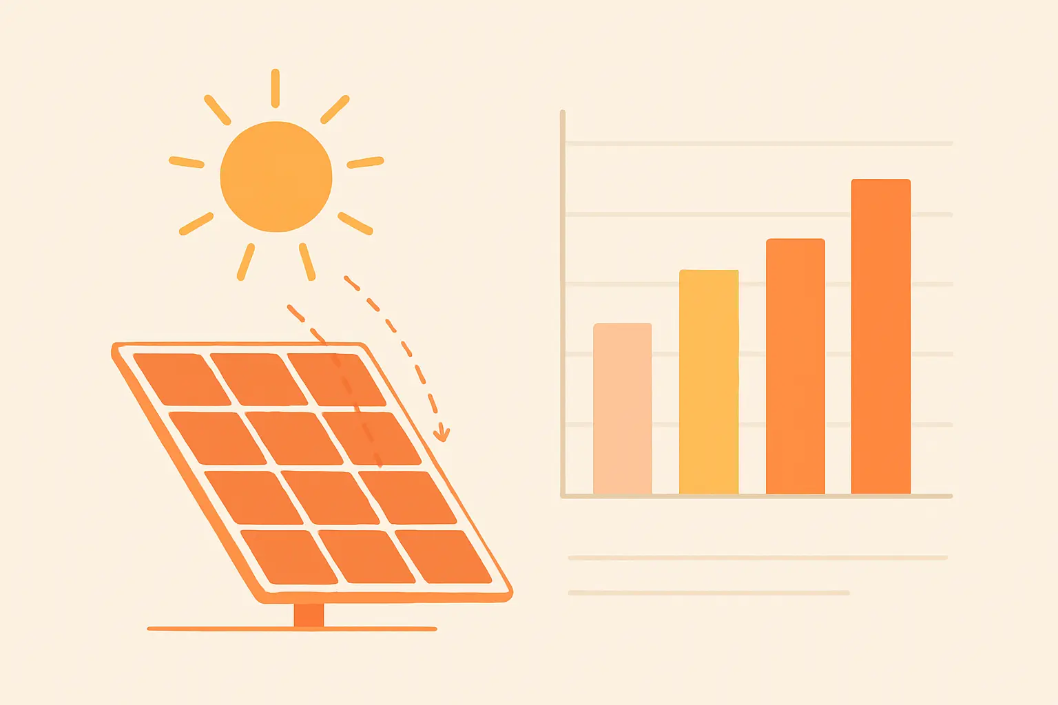 Esquema de inclinación y azimut de un panel solar con la producción mensual estimada