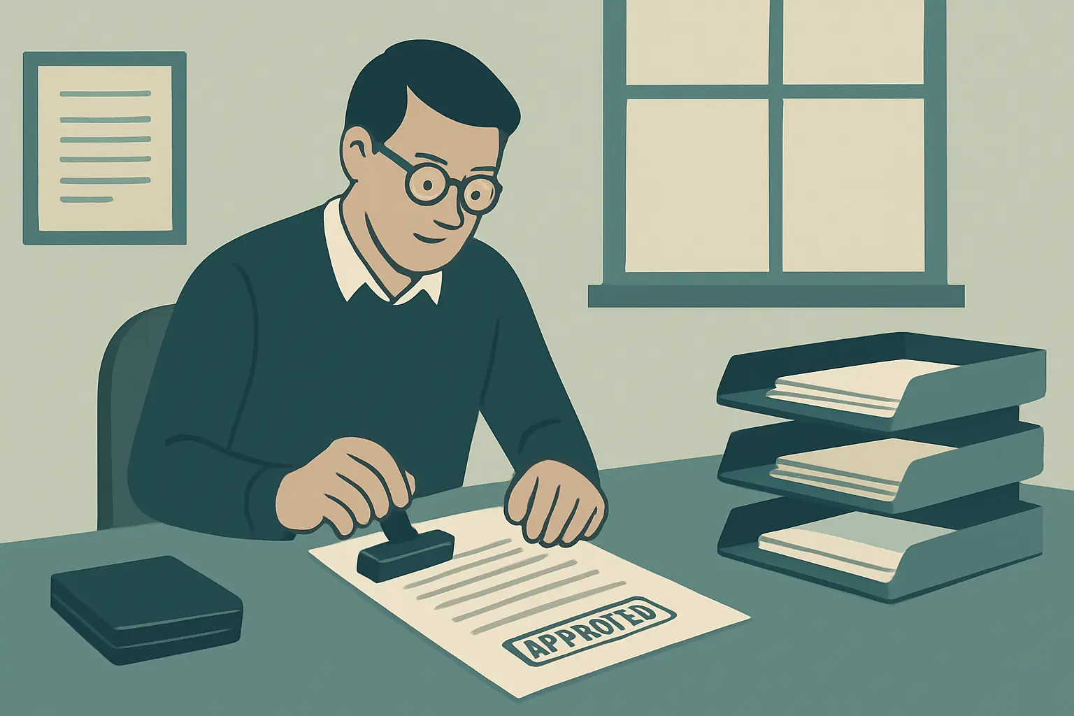 Editor de revista revisando un manuscrito breve recibido