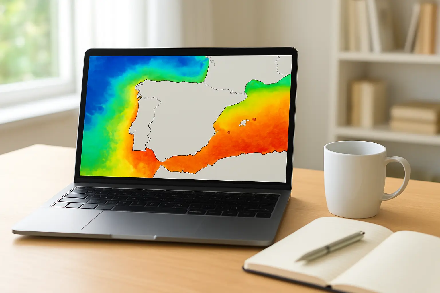 Mapa de temperatura superficial del mar consultado para una tesis de ciencias marinas
