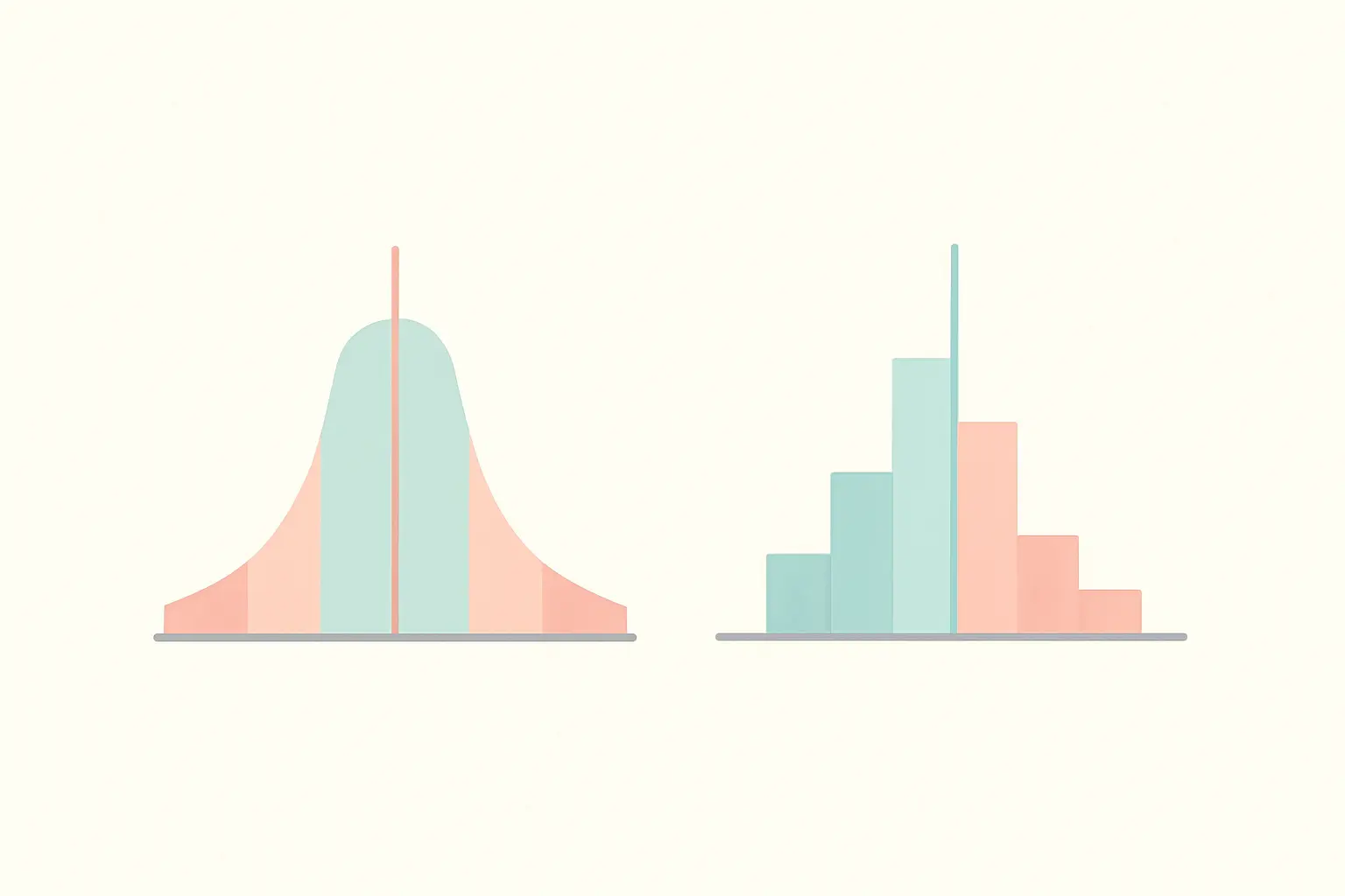 Distribución simétrica frente a distribución asimétrica y el estadístico que corresponde a cada una
