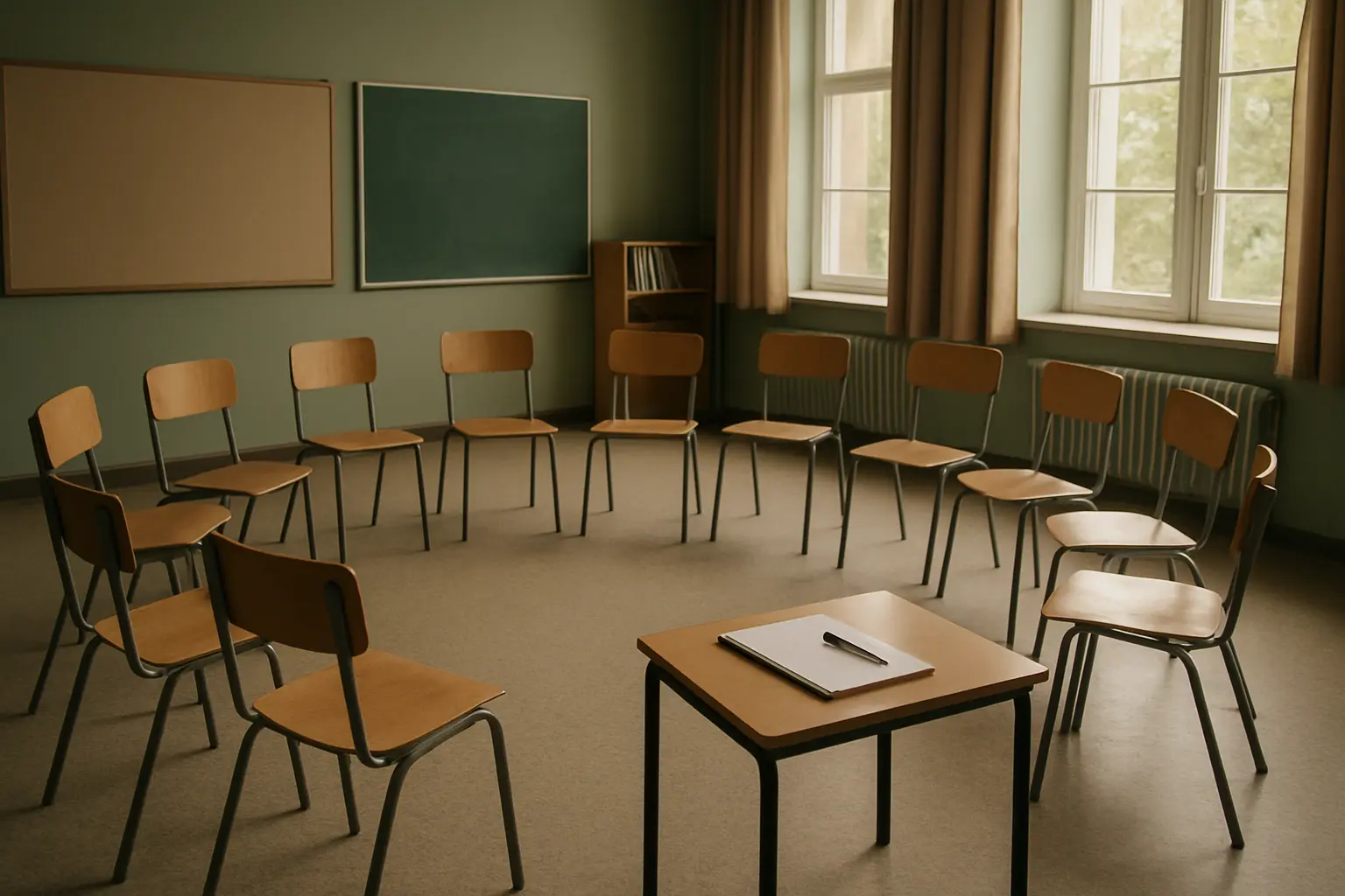 Aula preparada para una sesión de tutoría grupal en un instituto de educación secundaria