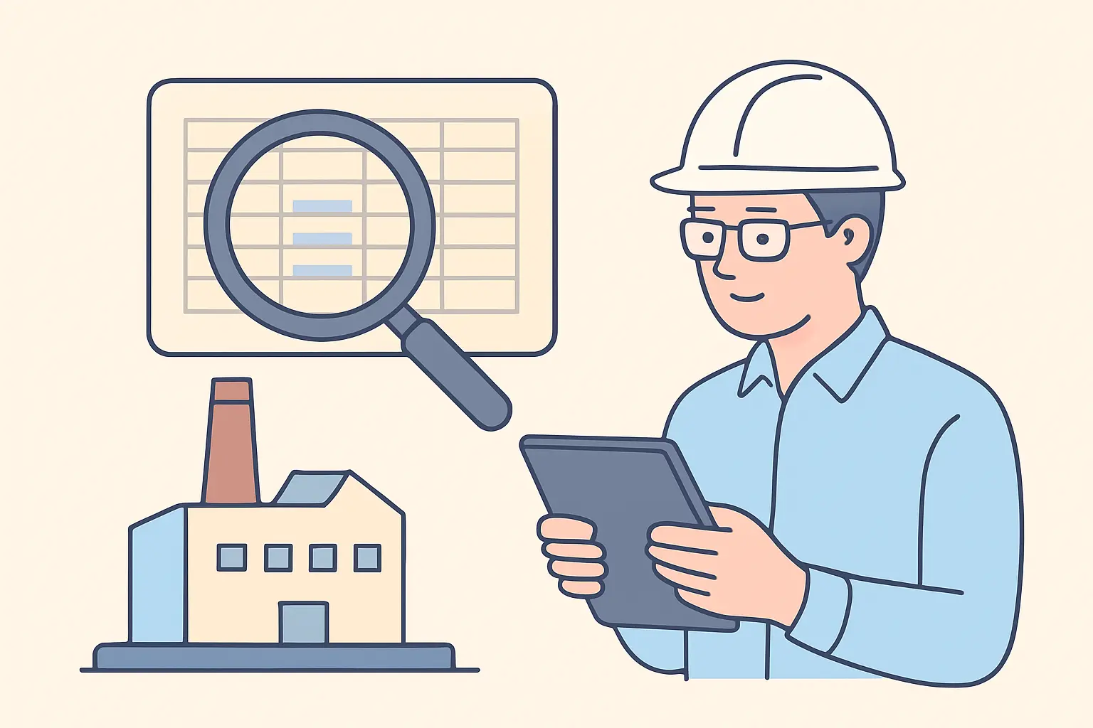 Ingeniero comprobando la disponibilidad de datos históricos de una planta antes de elegir el tema de tesis