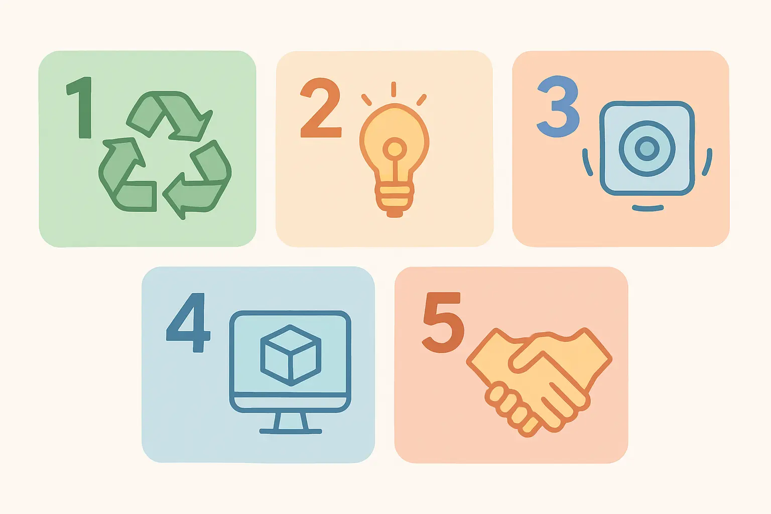 Los cinco bloques de temas de tesis: economía circular, energía, mantenimiento predictivo, gemelo digital y sostenibilidad social