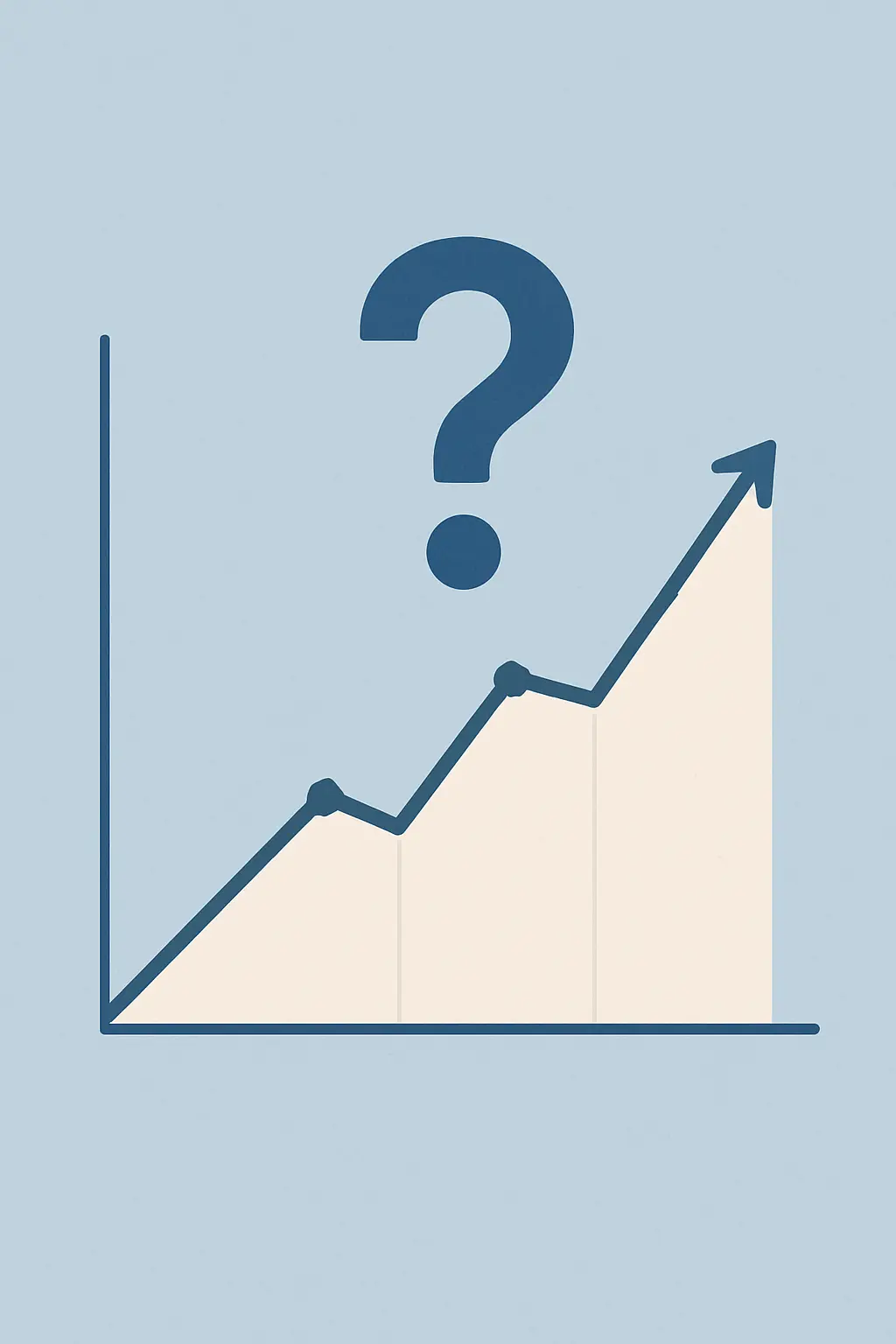 Ilustración de un gráfico financiero proyectado con un signo de interrogación representando supuestos sin fundamentar