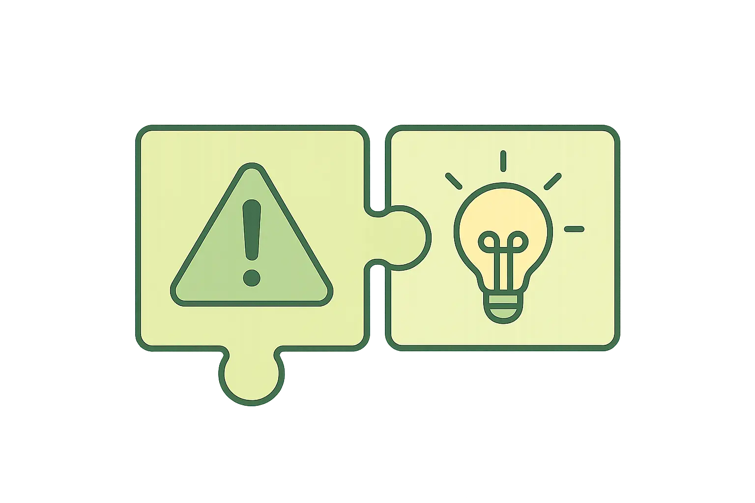 Ilustración de una limitación conectada a su recomendación correspondiente mediante una pieza de puzzle