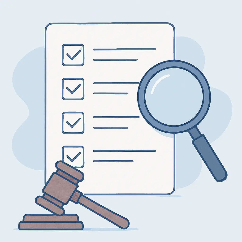Ilustración de un checklist de revisión para una tesis de derecho comparado antes de entregarla