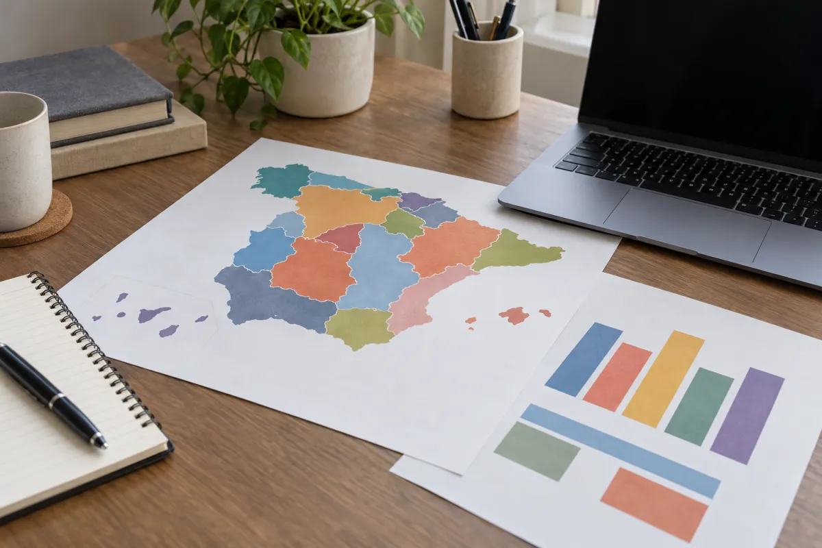Mapa de España por comunidades autónomas con gráficos de tasas de abandono