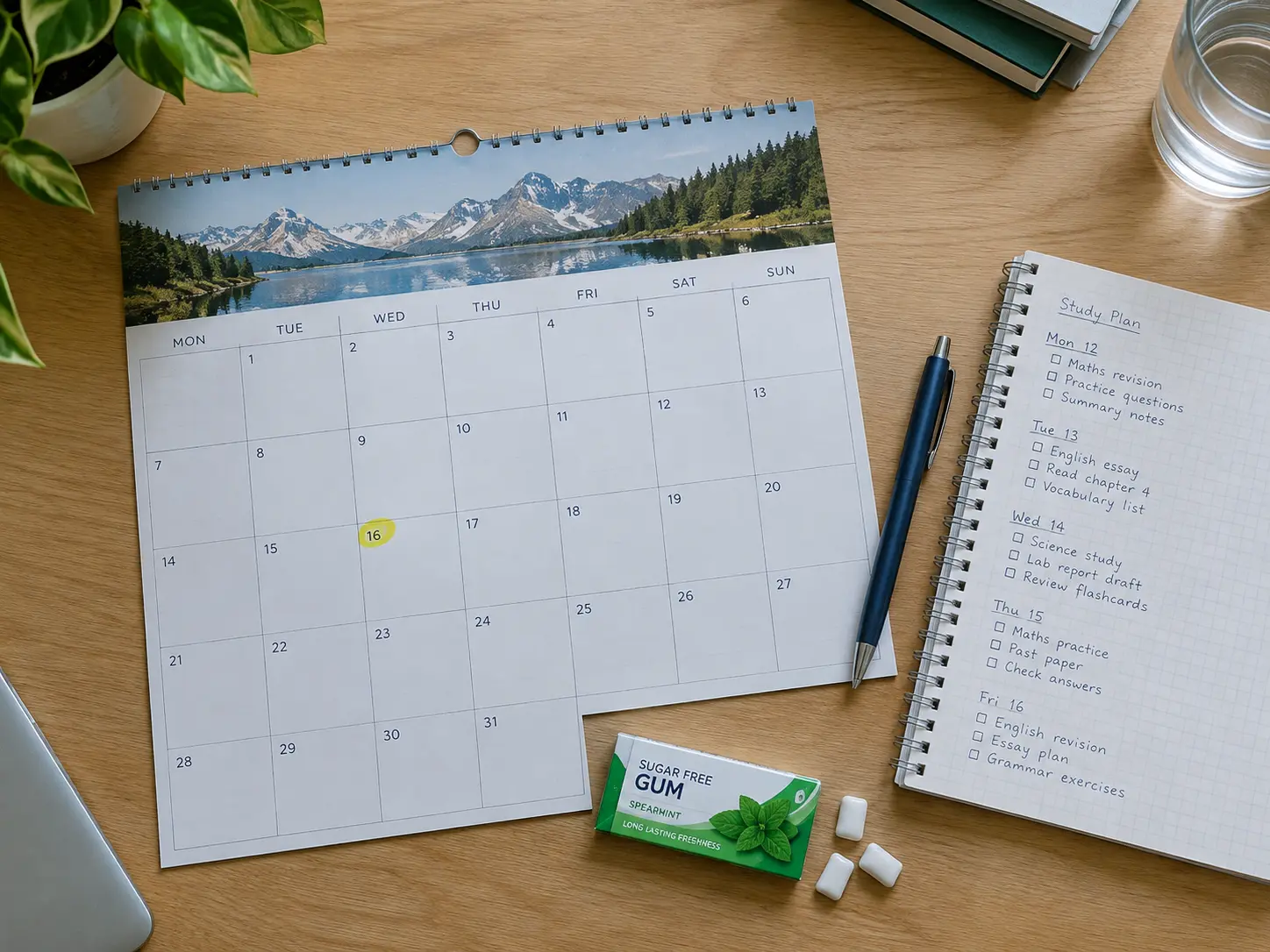 Calendario y agenda de un estudiante con la fecha marcada para dejar de fumar durante el TFG