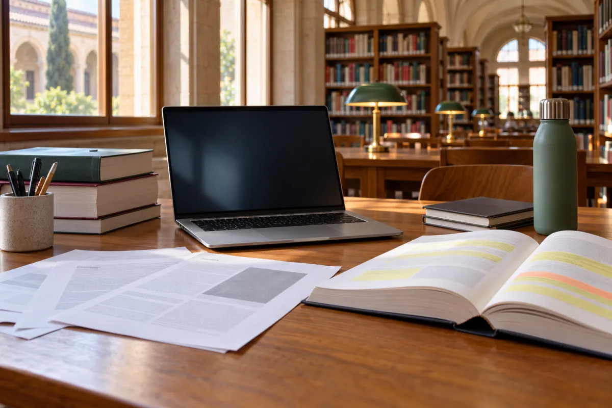 Estudiante revisando la lista de referencias en formato APA de su TFG