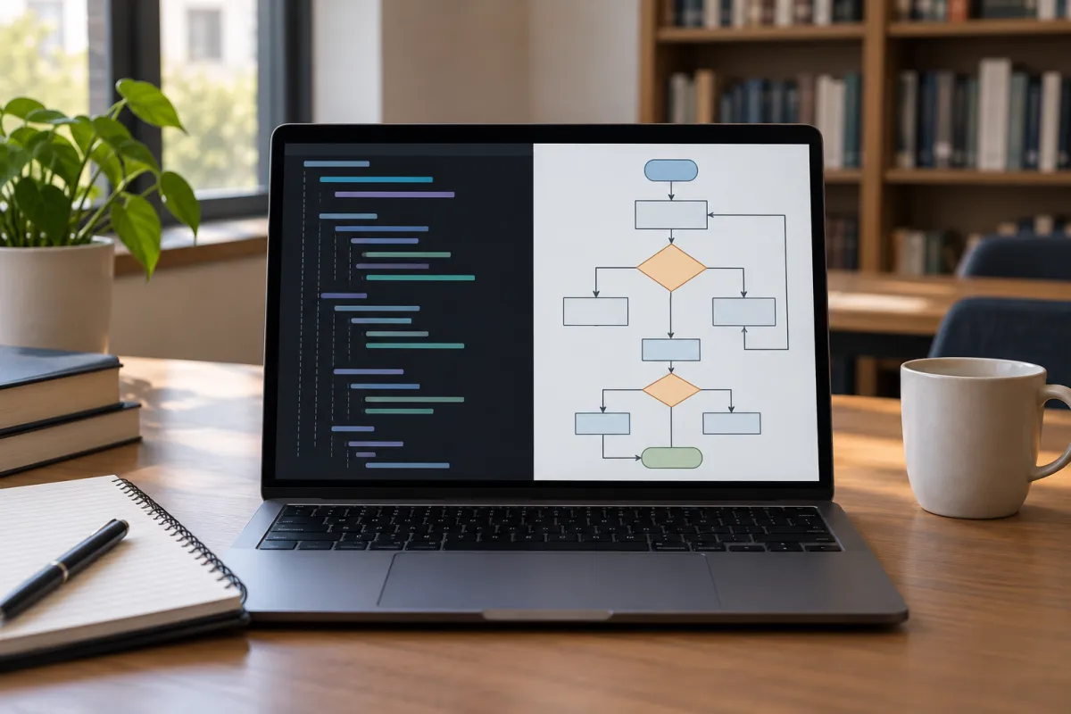Editor de código Mermaid junto al diagrama de flujo de metodología renderizado para una tesis
