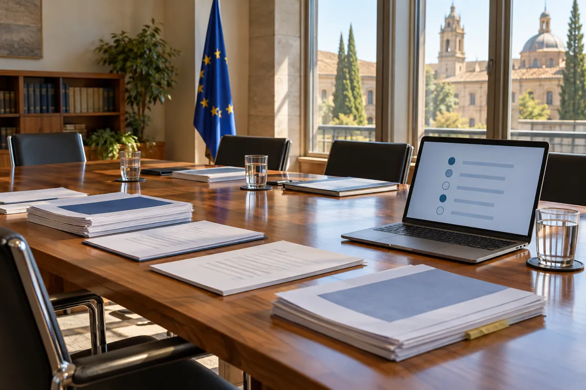 Comité universitario revisando el cumplimiento del EU AI Act